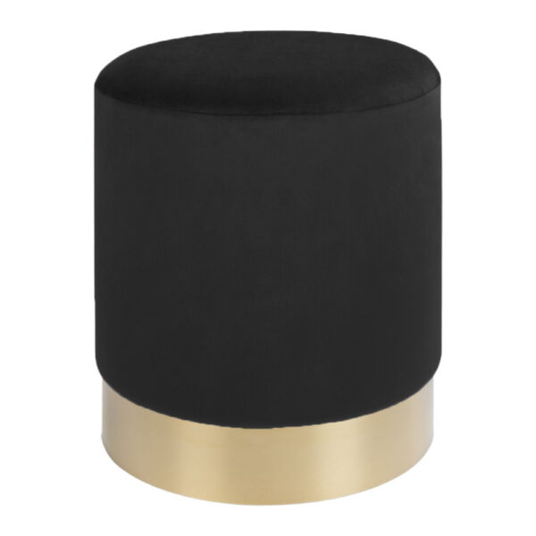 GAMBY POUF BLACK VELVET WITH BRASS BASE ART: 1504024