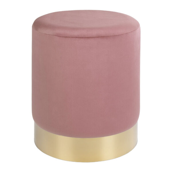 GAMBY POUF ROSE VELVET WITH BRASS BASE ART: 1504020