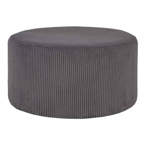 *ROUND 'MELBY' POUF DARK GREY CORDUROY ART: 1501202