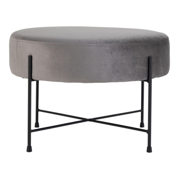 *SANDBY POUF GREY VELVET WITH BLACK LEGS HN1213 ART: 1501405