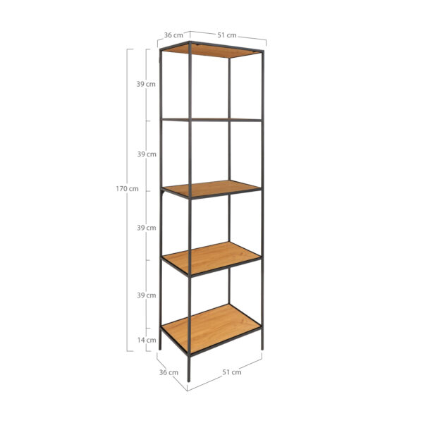 VITA BLACK FRAME & OAK LOOK TOP SHELVES (51 X 36 X 170cm) ART: 3001075 - Image 2