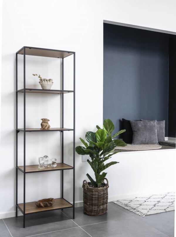 VITA BLACK FRAME & OAK LOOK TOP SHELVES (51 X 36 X 170cm) ART: 3001075 - Image 3