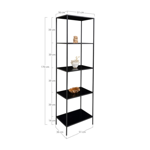 VITA SHELF WITH BLACK FRAME AND 5 BLACK SHELVES 51X36X170cm ART Art: 3001070 - Image 2