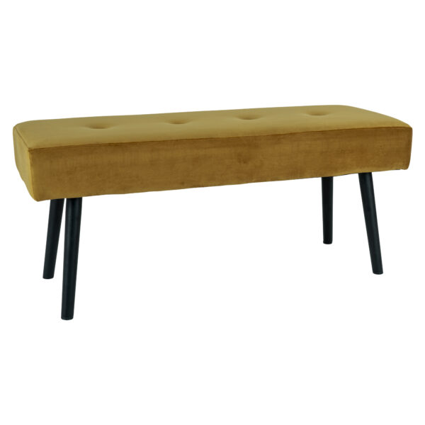 *SKIBY BENCH MUSTARD YELLOW VELVET WITH BLACK LEGS ART: 1401223