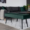 SKIBY BENCH IN VELVET,DARK GREEN WITH BLACK LEGS ART: 1401004 - Image 3