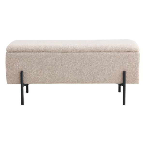 WATFORD BENCH IN BOUCLE WITH STORAGE BEIGE W.BLACK LEGS HN1233 ART: 1409075 - Image 2