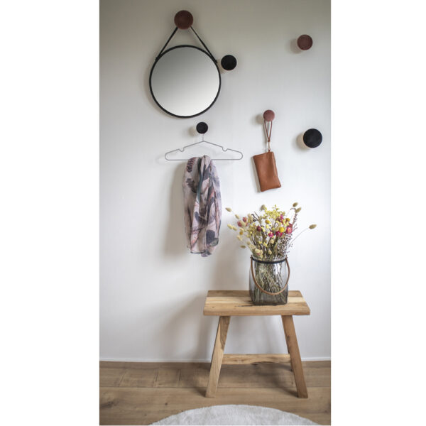 TRAPANI MIRROR 38cm DIA BLACK STEEL +PU STRAP ART: 4001060 - Image 2