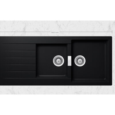 SCHOCK SINK SIGNUS CRISTADUR D200 PURO BLACK 1160X500mm [AUTO DRAIN] SIGD200084.15yr