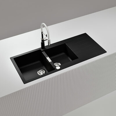 SCHOCK SINK SIGNUS CRISTADUR D200 PURO BLACK 1160X500mm [AUTO DRAIN] SIGD200084.15yr