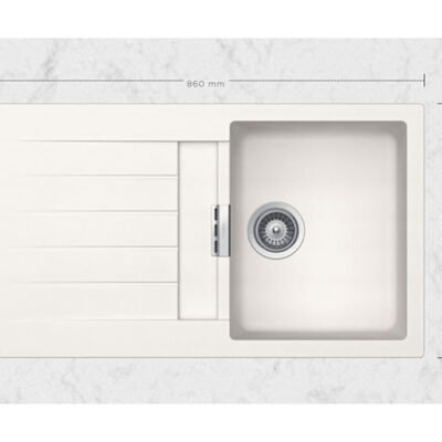 SCHOCK SINK SIGNUS CRISTADUR D100 POLARIS WHITE 860X500mm [AUTO DRAIN] SIGD100099.15yr