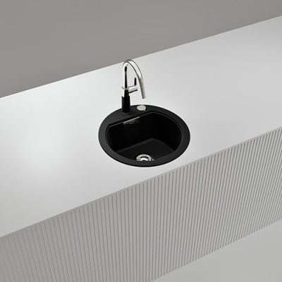 SCHOCK SINK MONO CRISTADUR R100 PURO BLACK 485X500mm [AUTO DRAIN] TOPMOUNT MONR100084.15yr