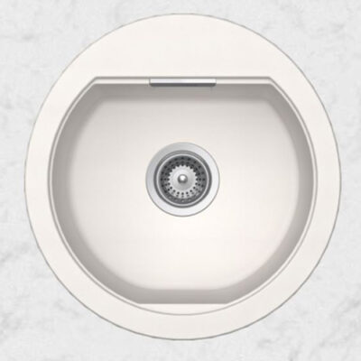SCHOCK SINK MONO CRISTADUR R100 POLARIS WHITE 485X500mm [AUTO DRAIN] TOPMOUNT MONR100099.15yr