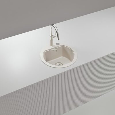 SCHOCK SINK MONO CRISTADUR R100 POLARIS WHITE 485X500mm [AUTO DRAIN] TOPMOUNT MONR100099.15yr