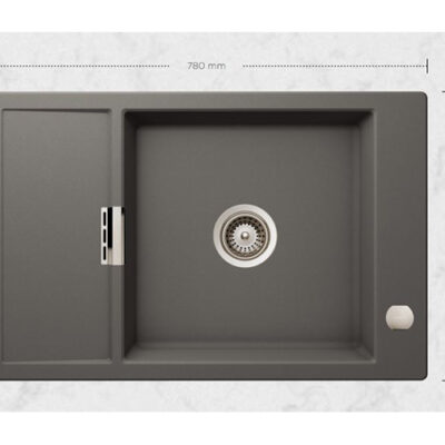 SCHOCK SINK MONO CRISTADUR D100XS SILVERSTONE 780X510mm [AUTO DRAIN]  MOND100X091.15yr