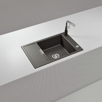SCHOCK SINK MONO CRISTADUR D100XS SILVERSTONE 780X510mm [AUTO DRAIN]  MOND100X091.15yr