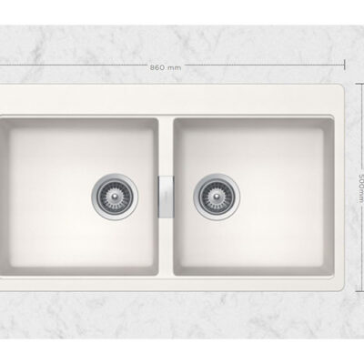 SCHOCK SINK HORIZONT CRISTADUR N200 POLARIS WHITE 860X500mm [AUTO DRAIN] TOPMOUNT HONN200099.15yr