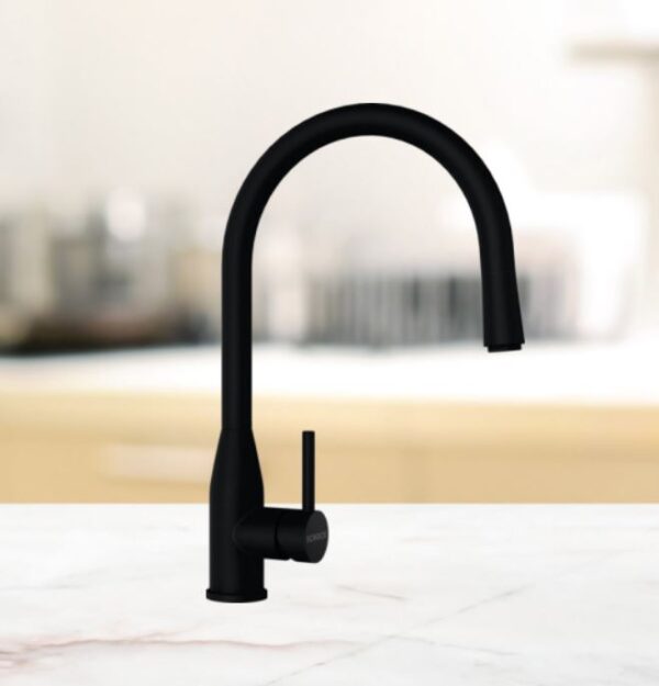 SCHOCK WATER MIXER KAVUS COATED ALL BLACK PURO WITH PULL-OUT 559127PUR