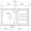 SINK S.STEEL 1B/1DRAIN 800x500MM RIGHT +ACCESS BPS181011BN - Image 2