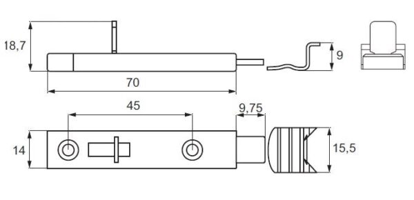 SISO SLIDING BOLT CHROME PLT 70mm STRAIGHT CAM ART.22.06.013-0 - Image 2