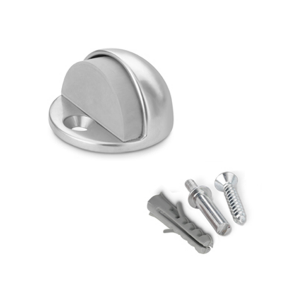 METALLIC DOOR STOPPER W/ SCREWS MATT CHROME INOFIX 3049-7 {BLISTER - 1pcs}
