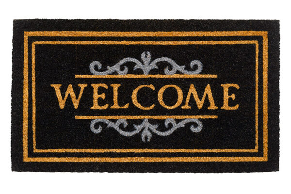 COIR MAT 40X70cm `CLASSIC` WELCOME BLACK ART: 142-511