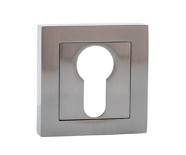 PAIR ROSETTE ONLY SQUARE SATIN NICKEL WITH OVAL KEY HOLE ZAMAK HERRA RCC-43/O