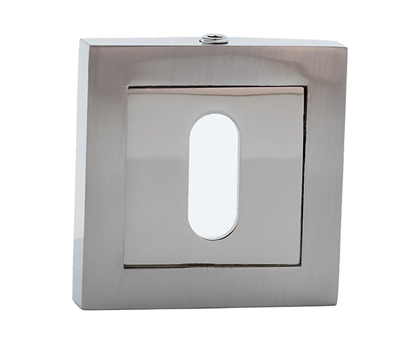 PAIR ROSETTE ONLY SQUARE SATIN NICKELl WITH CYLINDER HOLE ZAMAK HERRA RCC-43