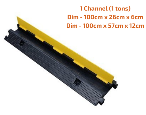 RUBBER WIRE CABLE PROTECTOR 1 CHANNEL W/PLASTIC YELLOW LID 100 X 26 X 6CM